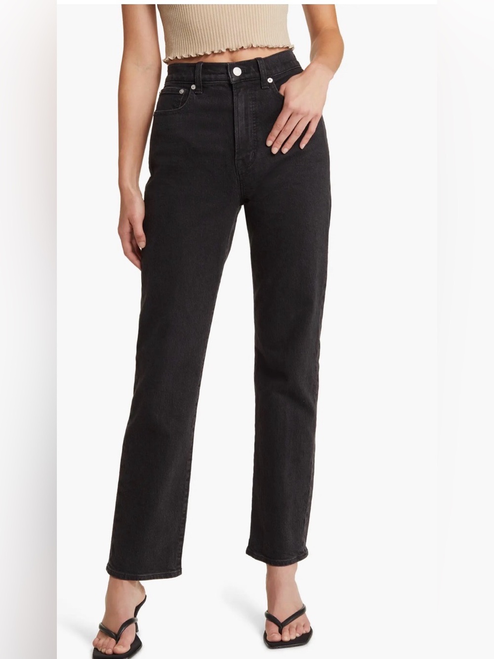 Madewell The '90s Curvy Straight Leg Jeans Black Belmere Wash Size 28 Tall
